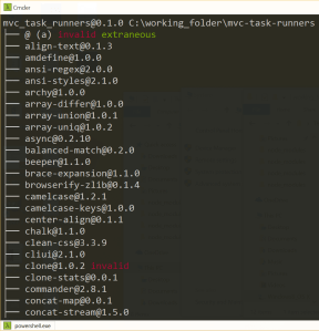 flatten-packages npm list output