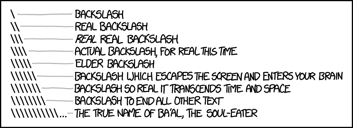 XKCD backslash cartoon