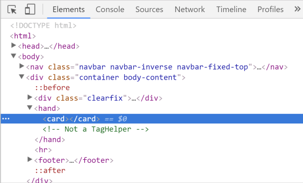 tag helper markup in DOM